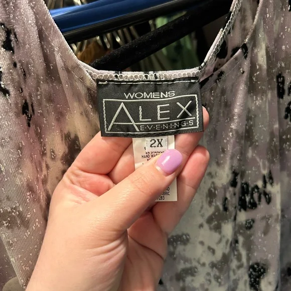 NEW Alex Evenings Icy Orchids Sleeveless Dress Blouse Size 2X - Picture 6 of 6